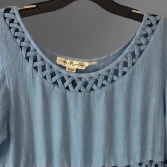 Simply Noelle Blue Cut Out Lined Tiered Babydoll Dress - Picture 4 of 12